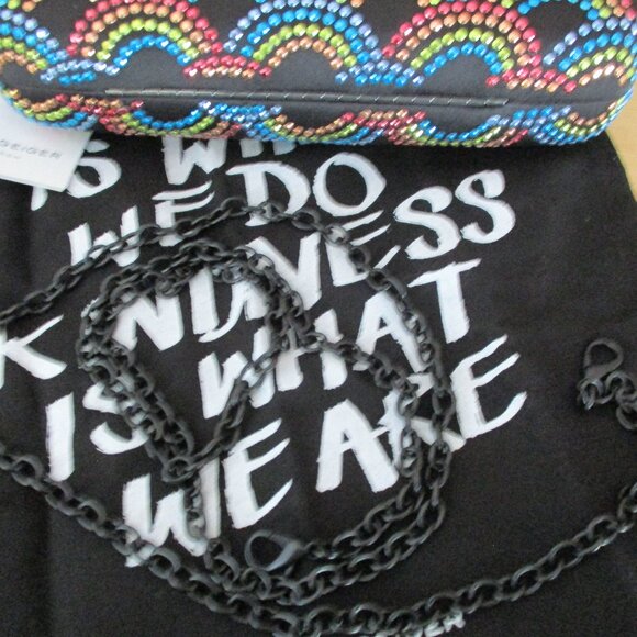 KURT GEIGER LONDON Rainbow Crystal Clutch + Removable Chain Shoulder Strap NWT - Picture 7 of 12